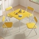 preview thumbnail 1 of 7, Boys and Girls Folding Table and Chairs Set of 5 Kids 5-Piece Folding Square Table and Chair Set Toddler Playing Drawing Set 5-Piece - Yellow
