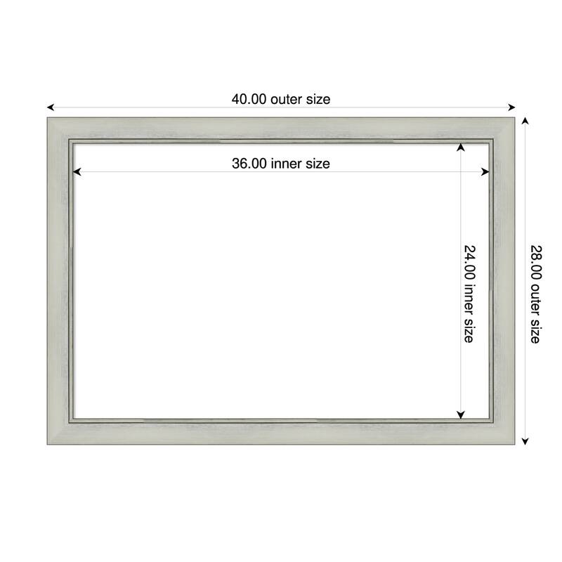 Amanti Art Flair Polished Nickel Framed Dry Erase Magnetic Board - 40 x 28 in - Flair Silver Patina