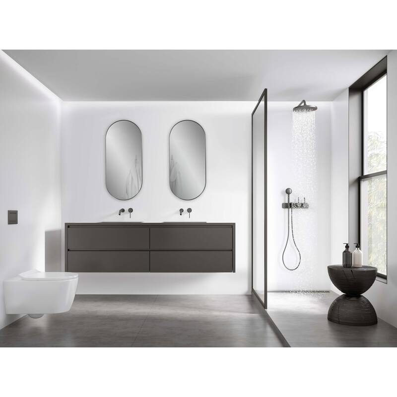 Allan Andrews Stainless Steel Framed Capsule Wall Mirror - 40"H x 17.75"W