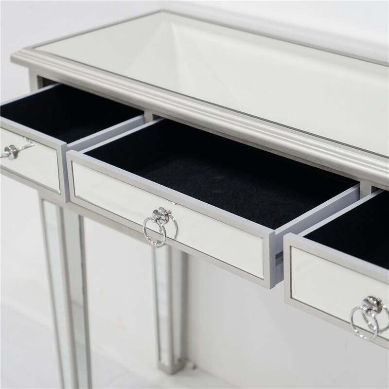Illusions Collection Mirrored Entryway 5-drawer Console Dressing Table