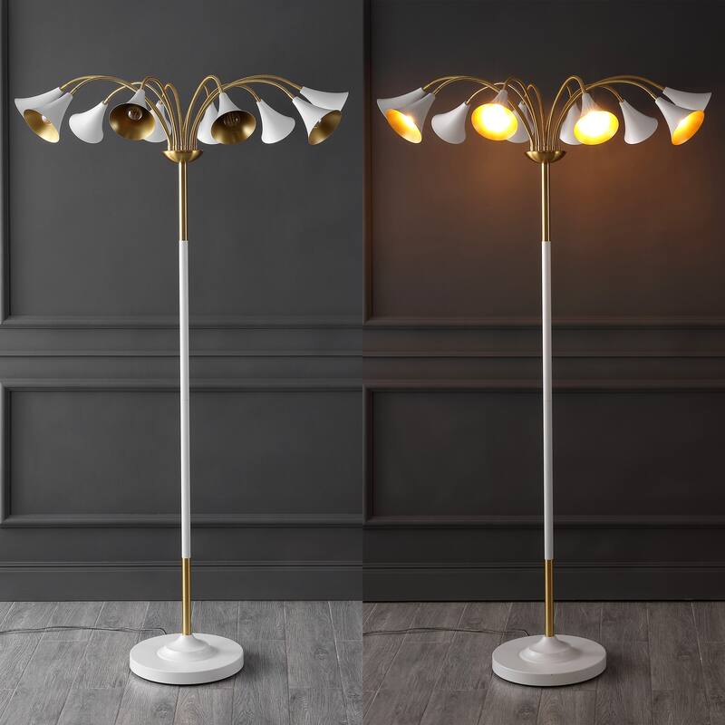 Nora 61" 10-Light Mid-Century Modern Iron Medusa Multi Head LED Floor Lamp, by JONATHAN Y