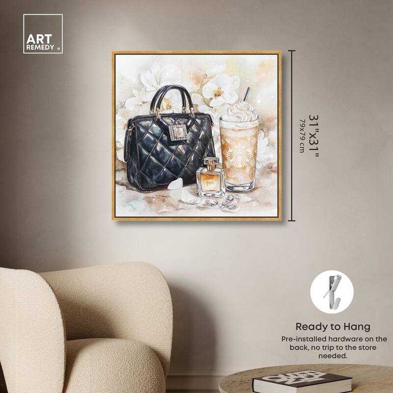 Trinkets and White Floral Canvas by Art Remedy