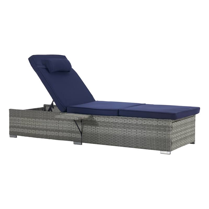 GDFStudio - Amelia Outdoor Chaise Lounge Chair Set of 2 with Adjustable Recline and Side Table for Poolside Relaxation