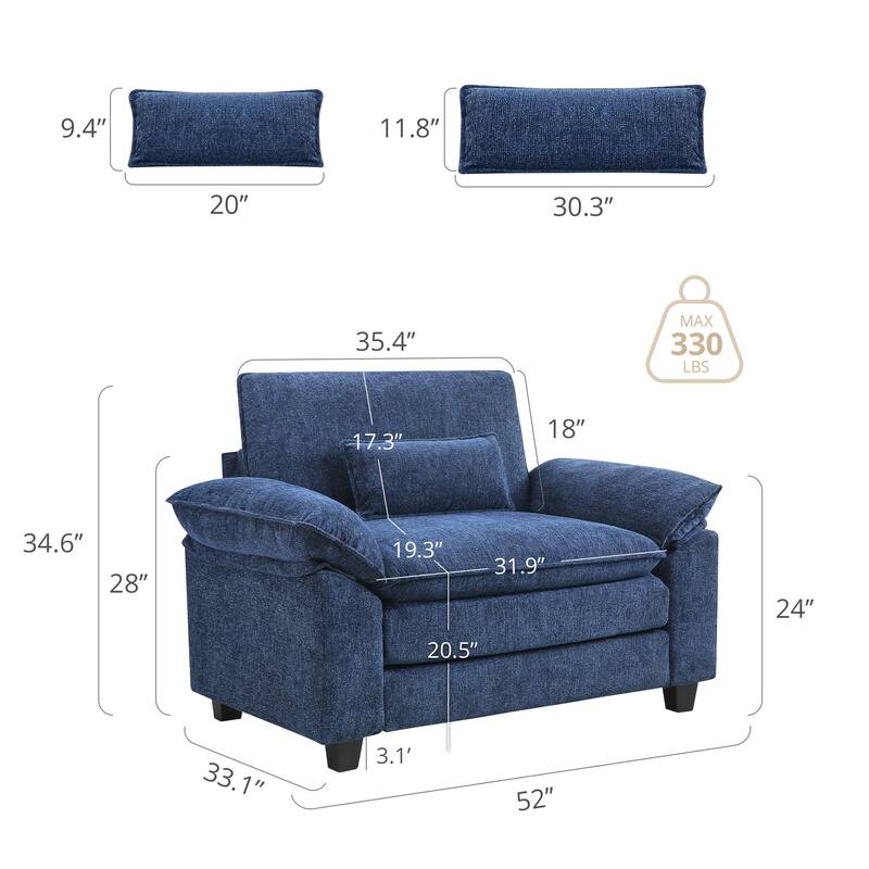 The Modern Reading Chair With Arms Pillows, Upholstered Armchair Accent chair Set of 2 - 52"W X 54.6"D X 34.6"H