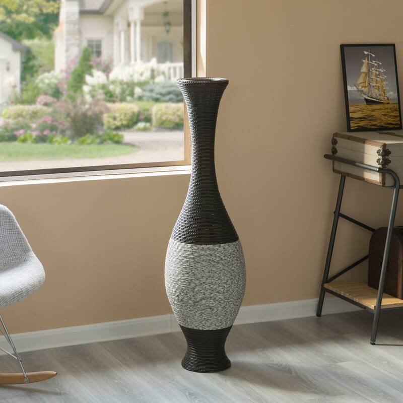 Tall Decorative Floor Vase, PVC Floor Vase, Tall Flower Holder, Brown Floor Vase, Floor Vase 41- Inch -Tall