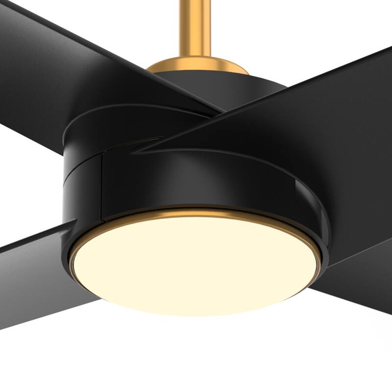 60-in Modern Black ABS 4-blade Brass Ceiling Fan with Light and Remote