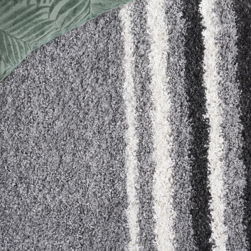 SAFAVIEH Border & Stripe Shag Rigoberta Modern 1.4-inch Thick - 2'2" x 8' Runner