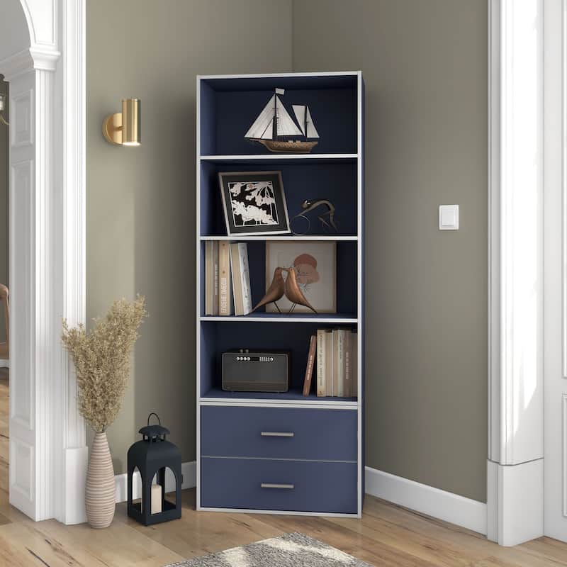 DH BASIC Modern Wood Customizable Stackable Storage Organizer - Cube Shelves, Drawer Cabinet, Bookcase with Doors by Denhour