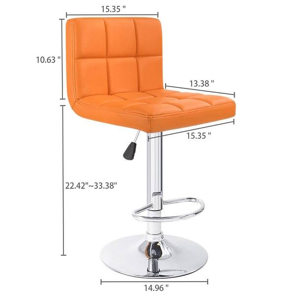 Bar Stools Adjustable Armless Swivel PU Leather Barstools Set of 2