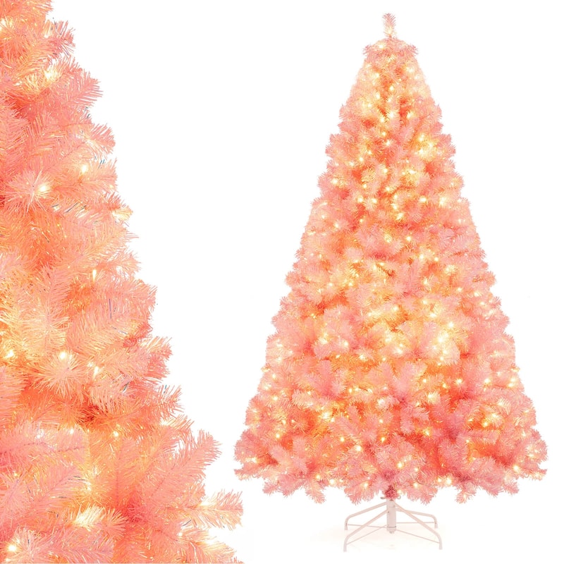 Costway 6.5 FT/7.5 FT Artificial Xmas Tree with 250/550 White LED - See Details