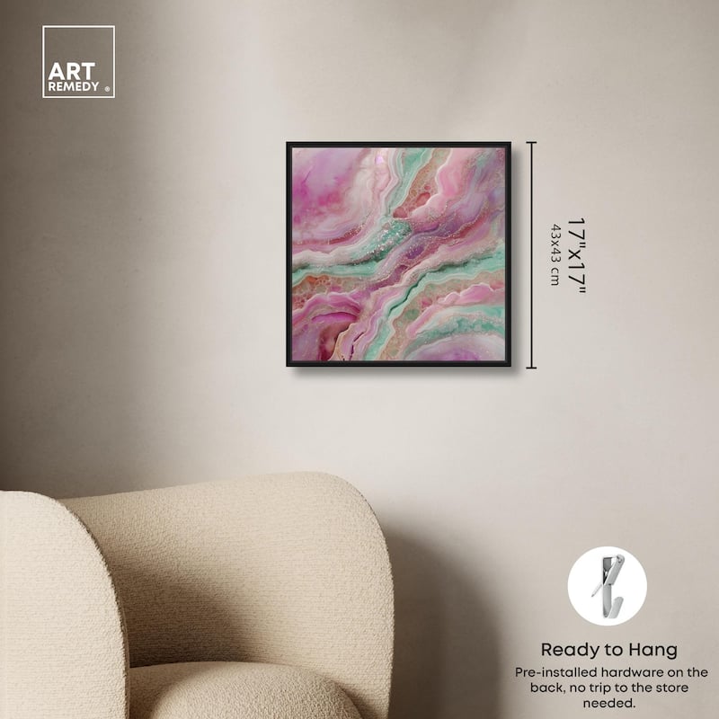 Pink and Mint Crystal IV Canvas by Art Remedy