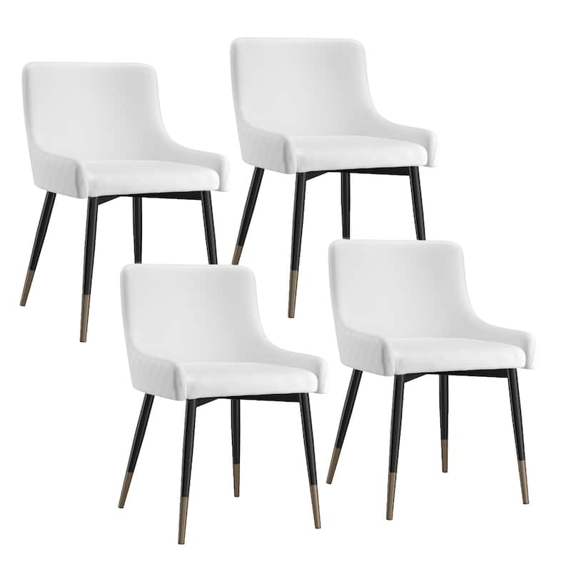 Modern Faux Leather and Metal Dining Chair, Set of 4 - Black