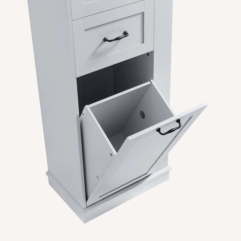 Tall Bathroom Storage Cabinet with Tilt-Out Compartment and Adjustable Shelves