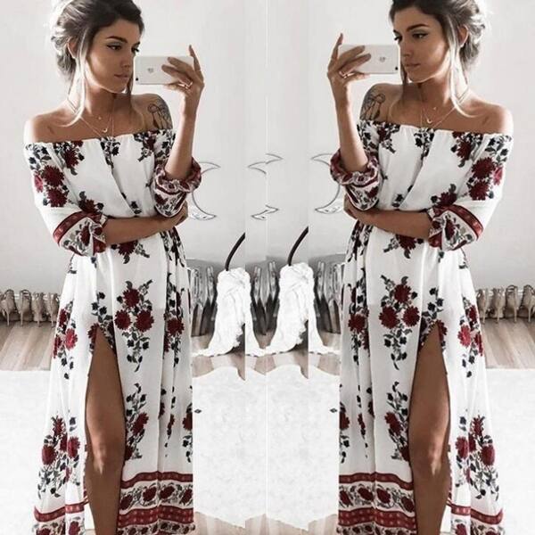 Shop Summer Beach Dress With Retro Split Beach Dress Women S