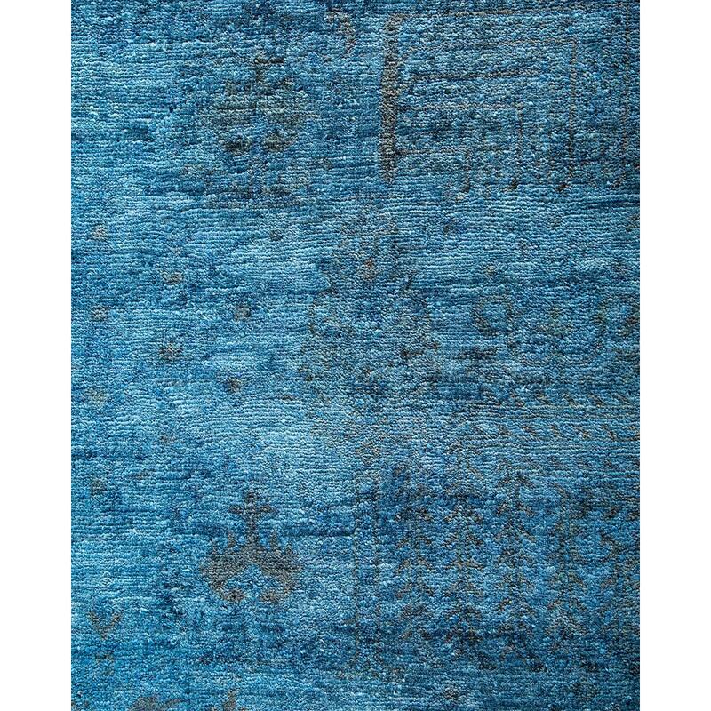 Overton Hand Knotted Wool Vintage Inspired Modern Contemporary Overdyed Blue Area Rug - 12' 2" x 17' 8"