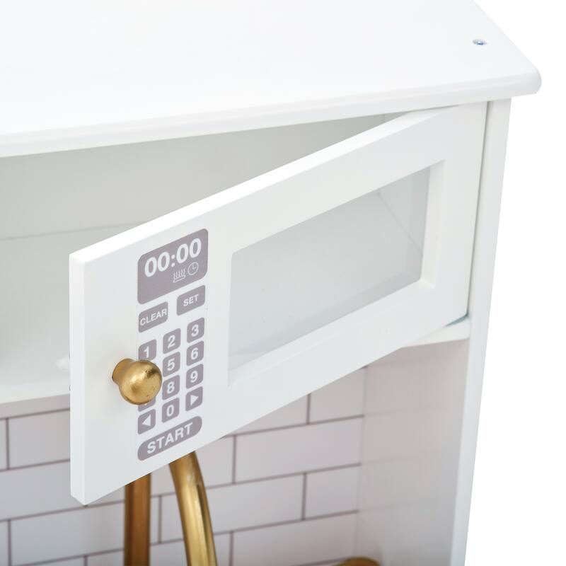 Teamson Kids - Little Chef Boston Modern Play Kitchen - White / Wood - 22.25" L x 12" W x 37.5" H