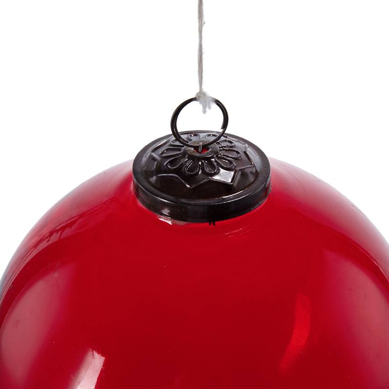 6" Red Glass Ornament, Decorative Hanging Ball Christmas Tree Ornaments for Holiday Party Decorations, Set of 3