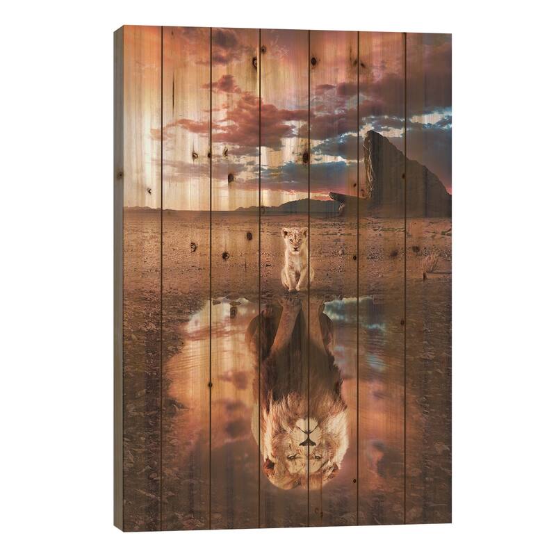 Lion King Print On Wood by Ruvim Noga - Multi-Color - 26x18x1.5
