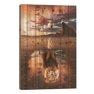 Lion King Print On Wood by Ruvim Noga - Multi-Color