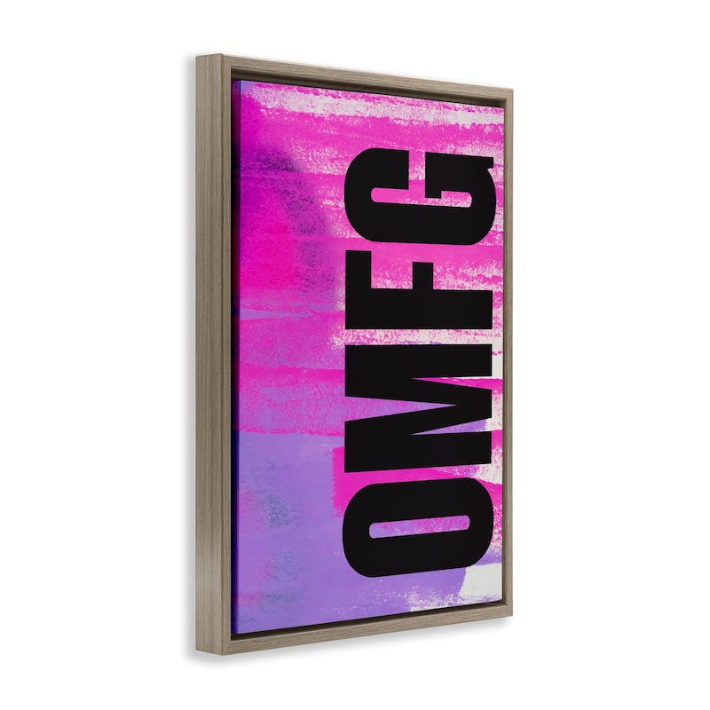 Stupell Bold OMFG on Abstract Framed Floater Canvas Wall Art Design By House of Lulu