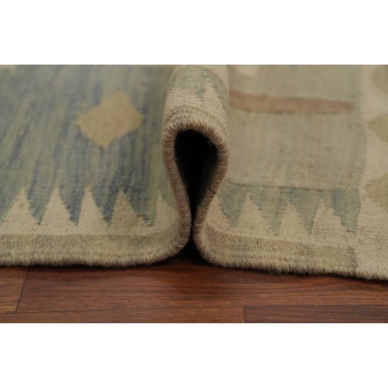 Hand Woven Oriental 100% Wool Carpet Southwestern Tribal Beige & Ivories Kilim Area Rug - 5' 9'' X 4' 0''