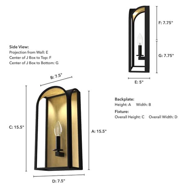 dimension image slide 1 of 2, Hunter Dukestown 1-Light Wall Sconce - Dining Room, Hallway, Bathroom, Bedroom - Contemporary, Transitional - Damp Rated!