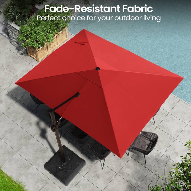 Pellebant 9 FT x 12 FT Outdoor Patio Cantilever Umbrella with Base Stand