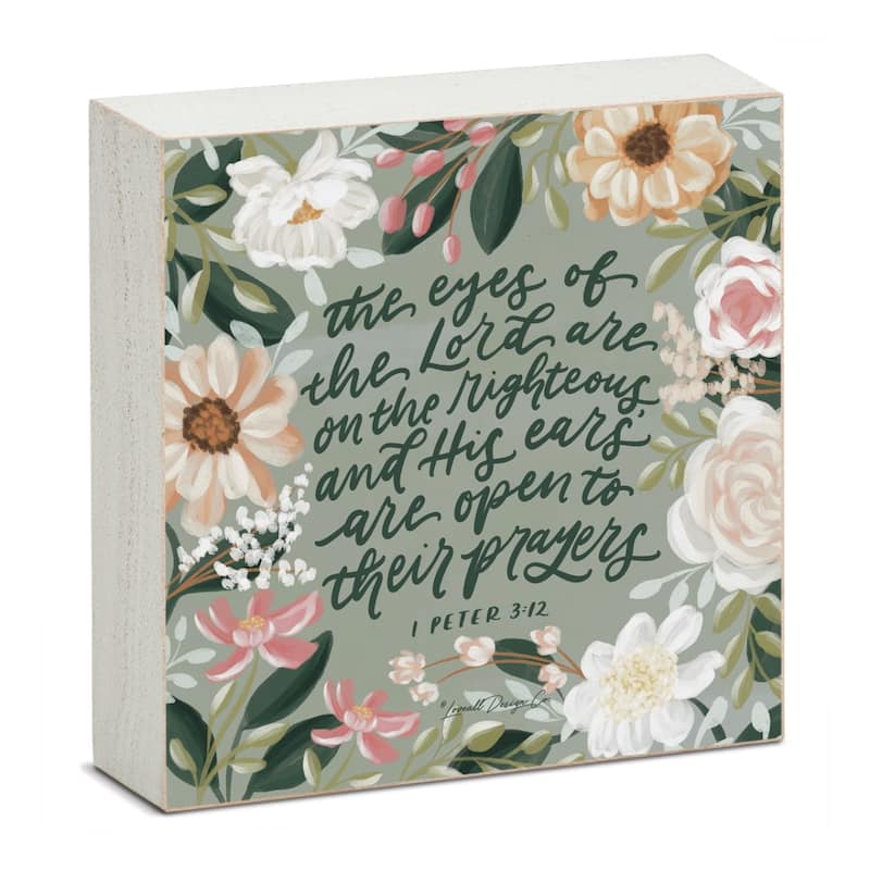 Righteous Artistic Freestanding Solid Wood Block Sign Made in the USA 3.75” Square Decorative Accent for Home or Office - Multi - Multi
