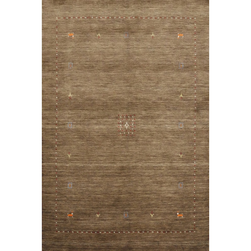 Hand Knotted Oriental 100% Wool Carpet Tribal Animal Pictorial Brown Gabbeh Area Rug - 6' 0'' X 4' 4''