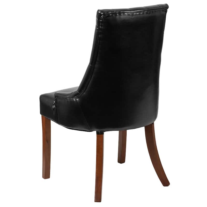 Tufted Chair with Curved Mahogany Legs