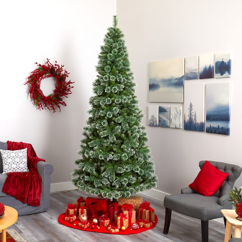 9' Wisconsin Slim Snow Tip Pine Artificial Christmas Tree with 800 Clear LED Lights