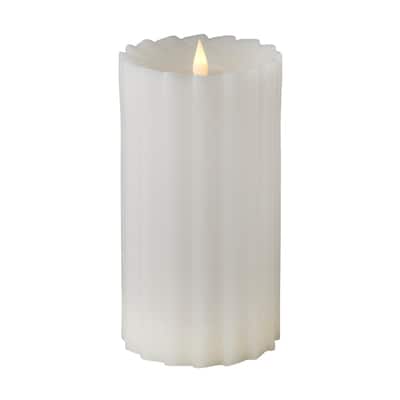 Sutton Fluted Motion Flameless Candle 4x8 White
