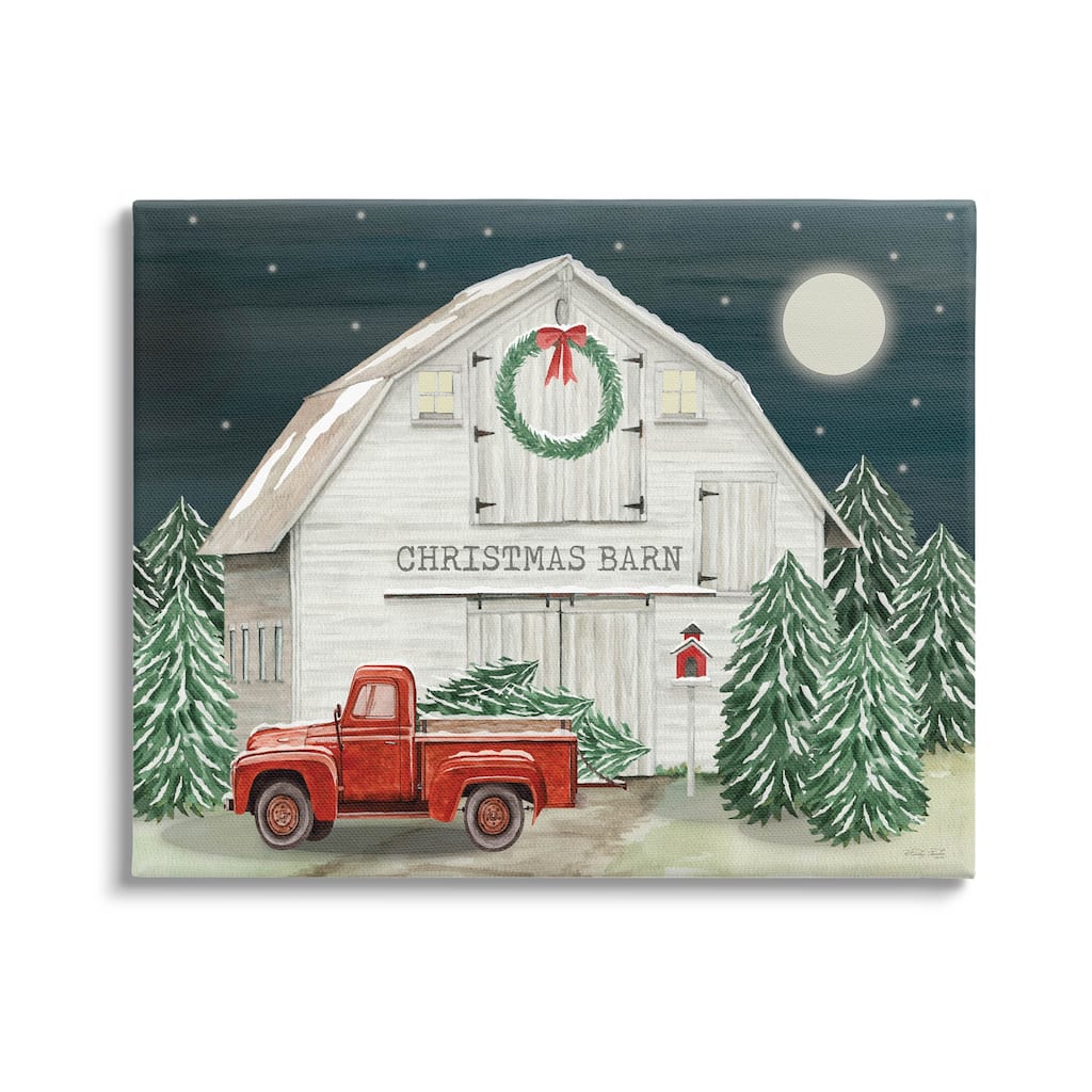 Stupell Nighttime Christmas Barn Farm Canvas Wall Art by Cindy Jacobs