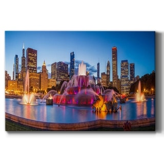 Downtown Chicago At Night Premium Gallery Wrapped Canvas - Ready to Hang
