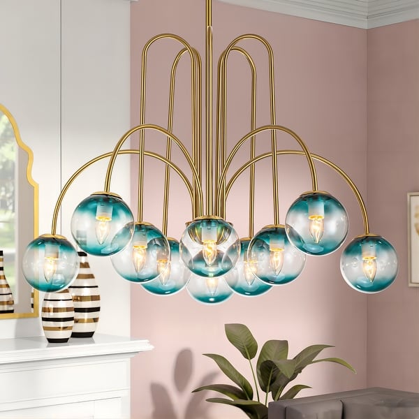 Modern Sputnik Glass Bubble Chandelier in Gold for Dining Room