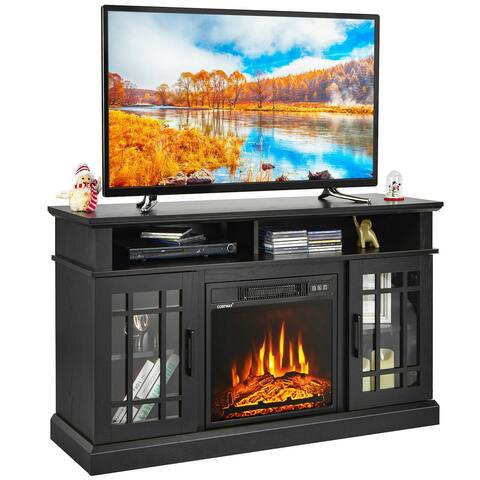 Gymax 48'' Fireplace TV Stand W/ 1400W Electric Fireplace for TVs up - 48'' x 16'' x 30''