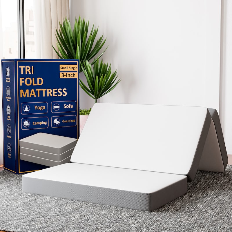 ONETAN, Folding Mattress, 3", 4" & 5" Gel Memory Foam Portable Tri-fold Mattress. - 25-inch - 3-inch