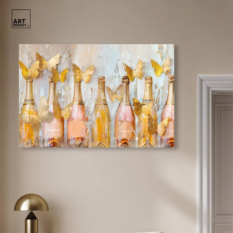 Golden Bright Campagne Line Canvas by Art Remedy, Gallery Wrapped