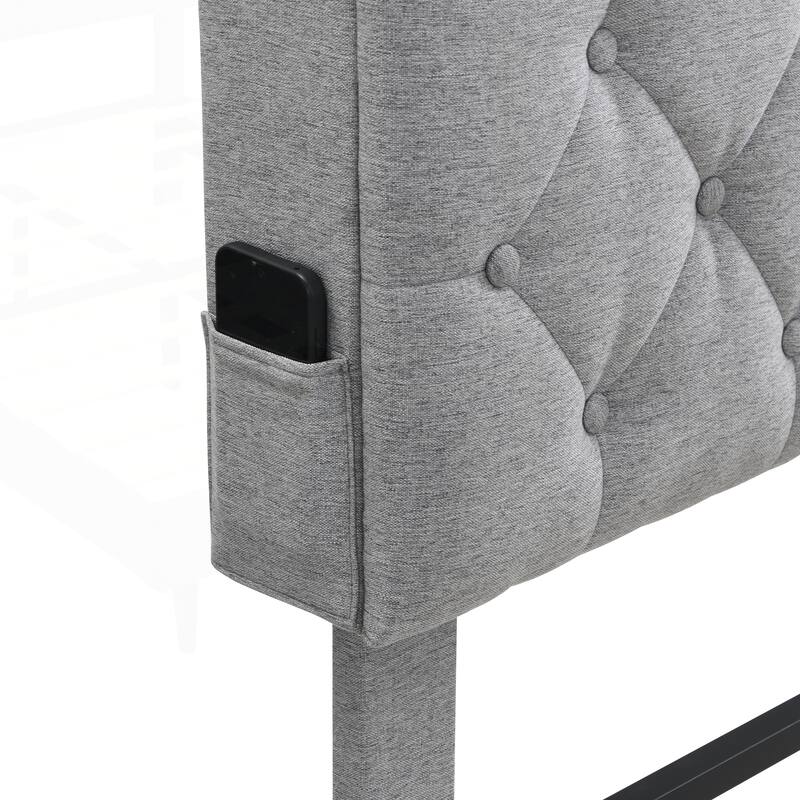 Modern Platform Bed Frame with Tufted Headboard and Multiple Functionalities