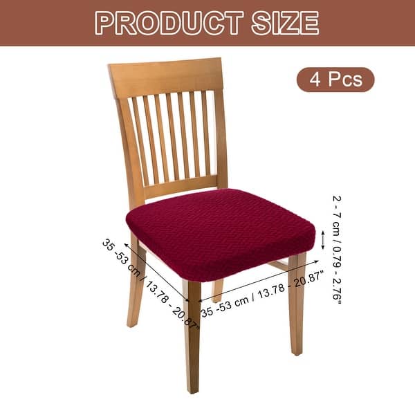 dimension image slide 7 of 9, Chair Seat Covers, Chair Cushion Slipcovers, Waterproof Seat Protector for Dining Room, Kitchen - 4Pcs