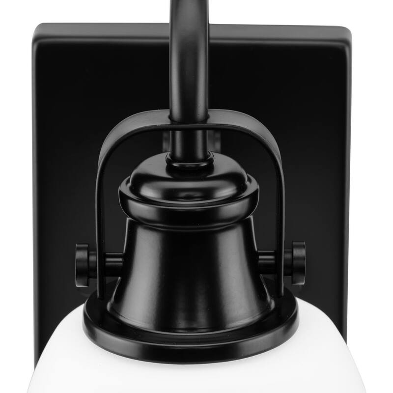 Preston Collection One-Light Coastal Matte Black Bath and Vanity Light - 5.75 in x 7.5 in x 9 in