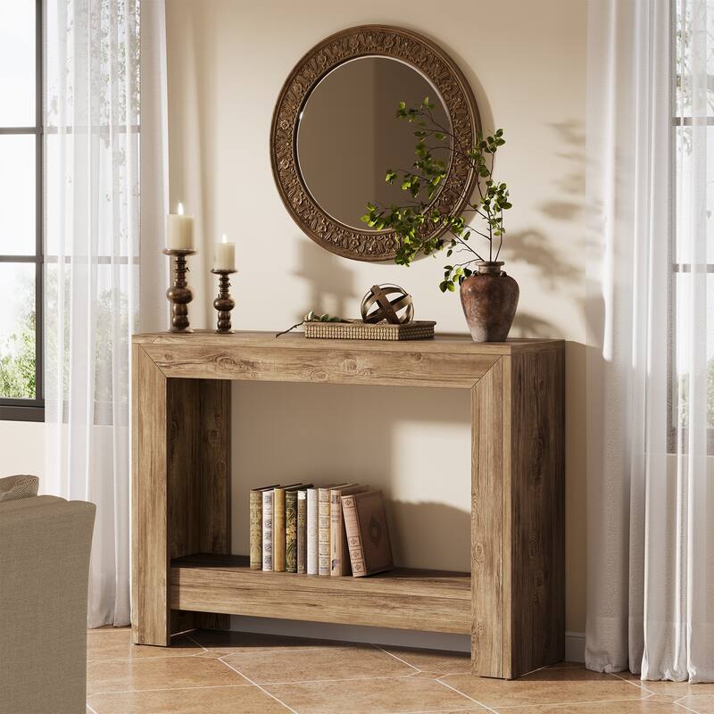 Small Industiral Wood Console Sofa Table for Entryway