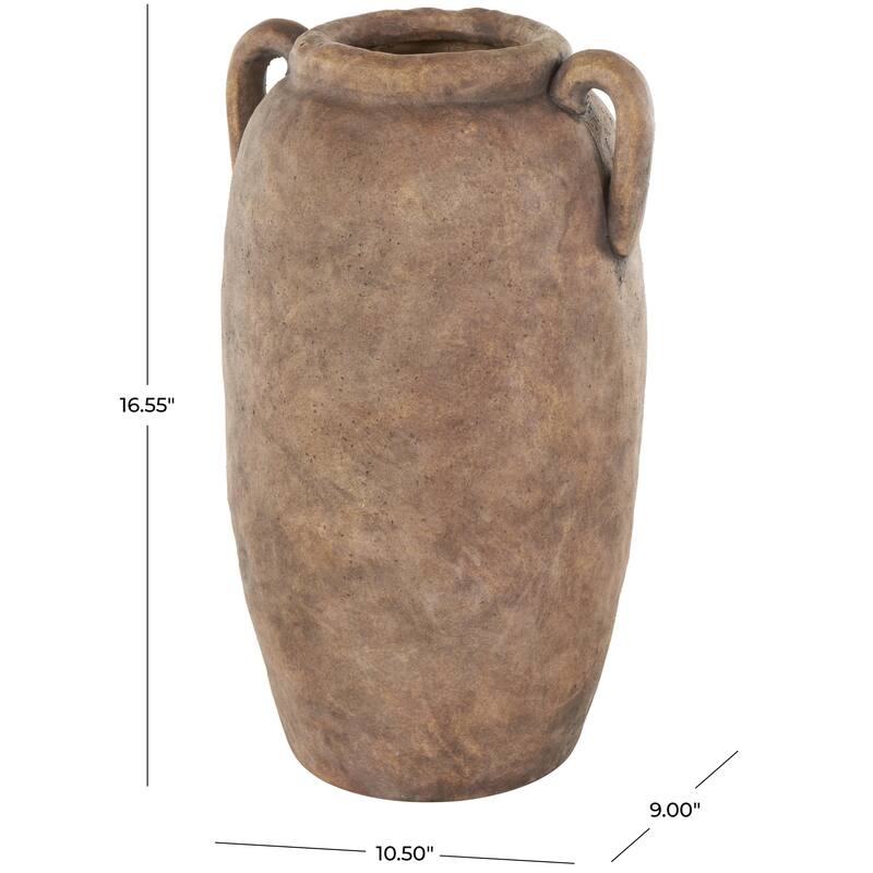 Ceramic Antique Style Textured Vase with Handles - Copper or White - Roche River Decor