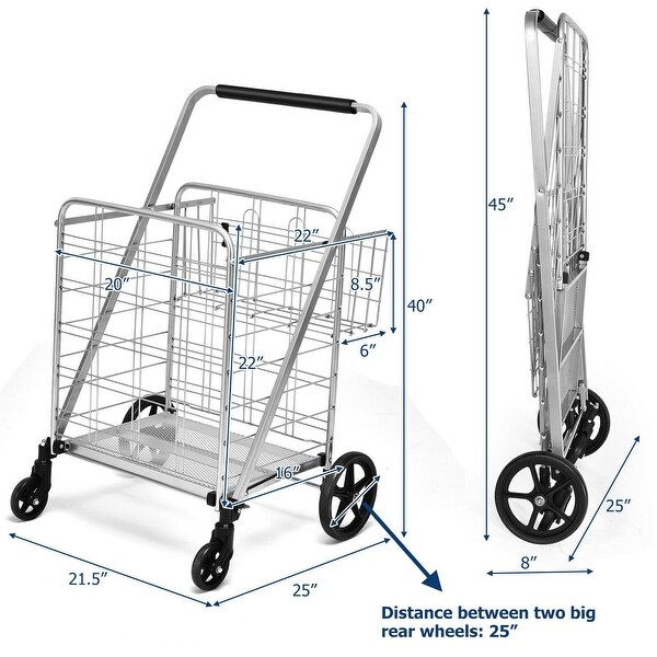 Heavy Duty Folding Utility Shopping Double Cart - 25
