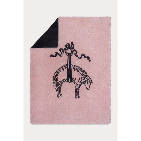 Brooks Brothers Double Faced Lamb Logo Throw - On Sale - Bed Bath