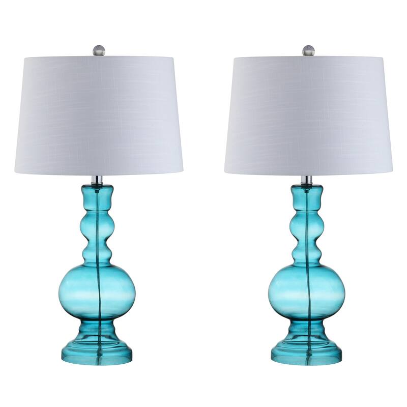 Stewart 28.5" Glass LED Table Lamp, Aqua (Set of 2) by JONATHAN Y