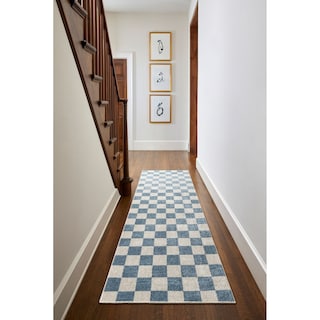 Livabliss Lillian Machine Washable Checkered Area Rug