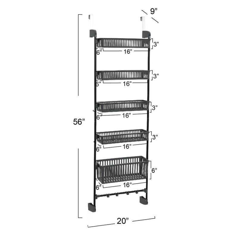 Household Essentials Over the Door Basket Storage Rack - 5 Basket