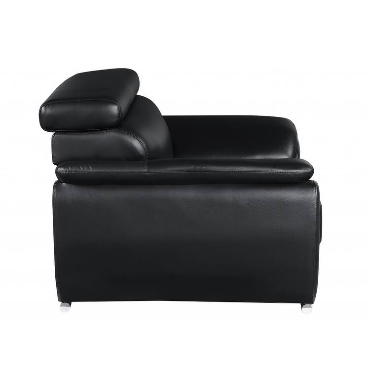 HomeRoots Two Piece Indoor Black Genuine Leather Five Person Seating Set