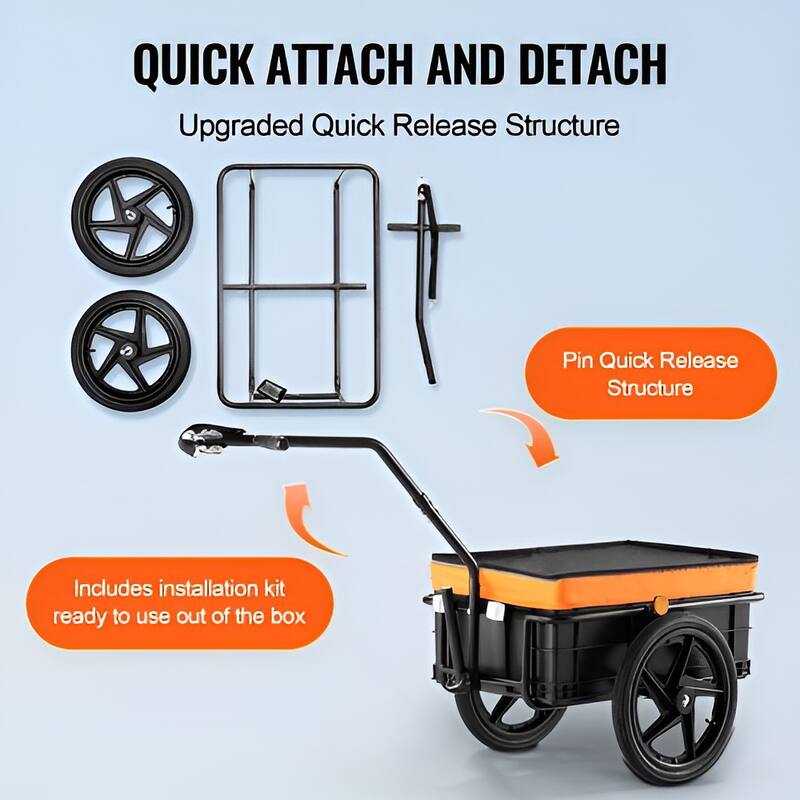 Bike Cargo Trailer, 88 lbs Load Capacity, Heavy-Duty Bicycle Wagon Cart, Foldable Compact Storage with Universal Hitch, Waterpr